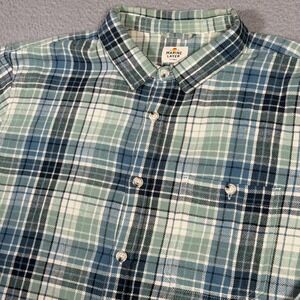 Marine Layer Shirt Mens XL Blue Green Plaid Button Up Flannel Pocket Outdoor